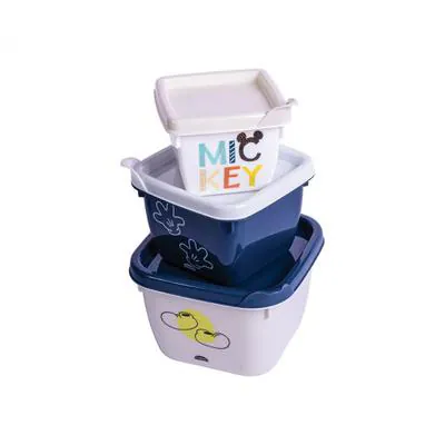 Kit 3 Potes de Plástico Quadrados Mickey Baby Conect Plasútil