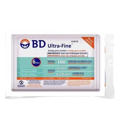 Seringa BD Insulina Ultra Fine 100UI 6x0.25mm 10 Unidades