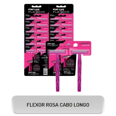 Aparelho De Barbear Fiat Lux 2 Laminas Cabo Longo Rosa Com 2 Unidades