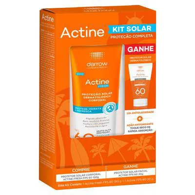 Kit Protetor Solar Actine Fresh Fps60 + Actine Sem Cor 20G preço