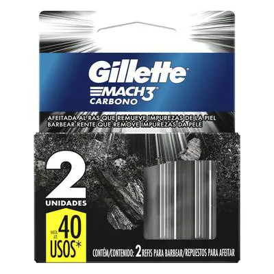 Carga para Aparelho de Barbear Gillette Mach3 Carbono 2 Unidades