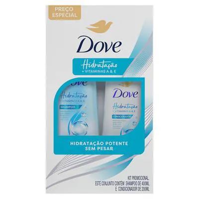 Kit Dove Hidratação Vitamina A & E Shampoo 400ml e Condicionador 200ml