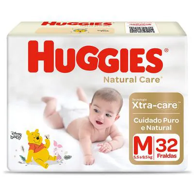 Fralda Huggies Natural Care Mega M 32 Unidades