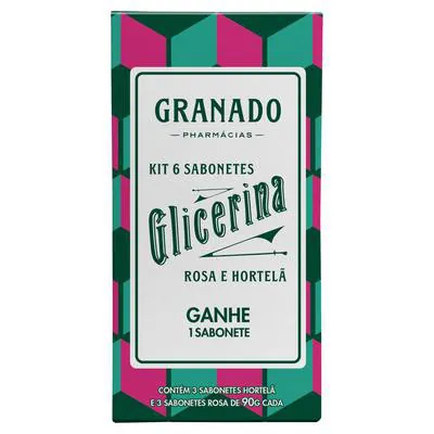 Kit Sabonete Granado Glicerina Rosa e Hortelã 90g Leve 6 Pague 5