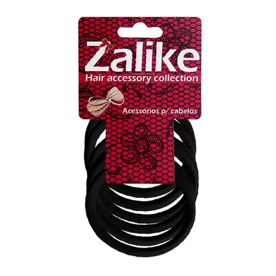 Elástico para Cabelos Zalike sem Metal 3mm Preto 6 Unidades